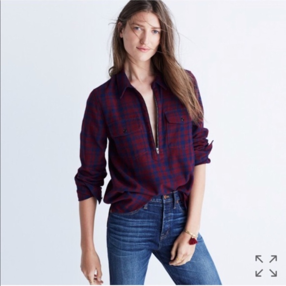 Madewell Half Zip Flannel